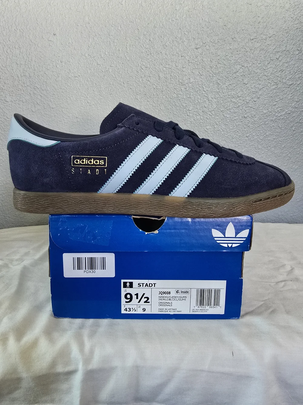 adidas Men’s Stadt Suede Sneakers in Navy and Light Blue
